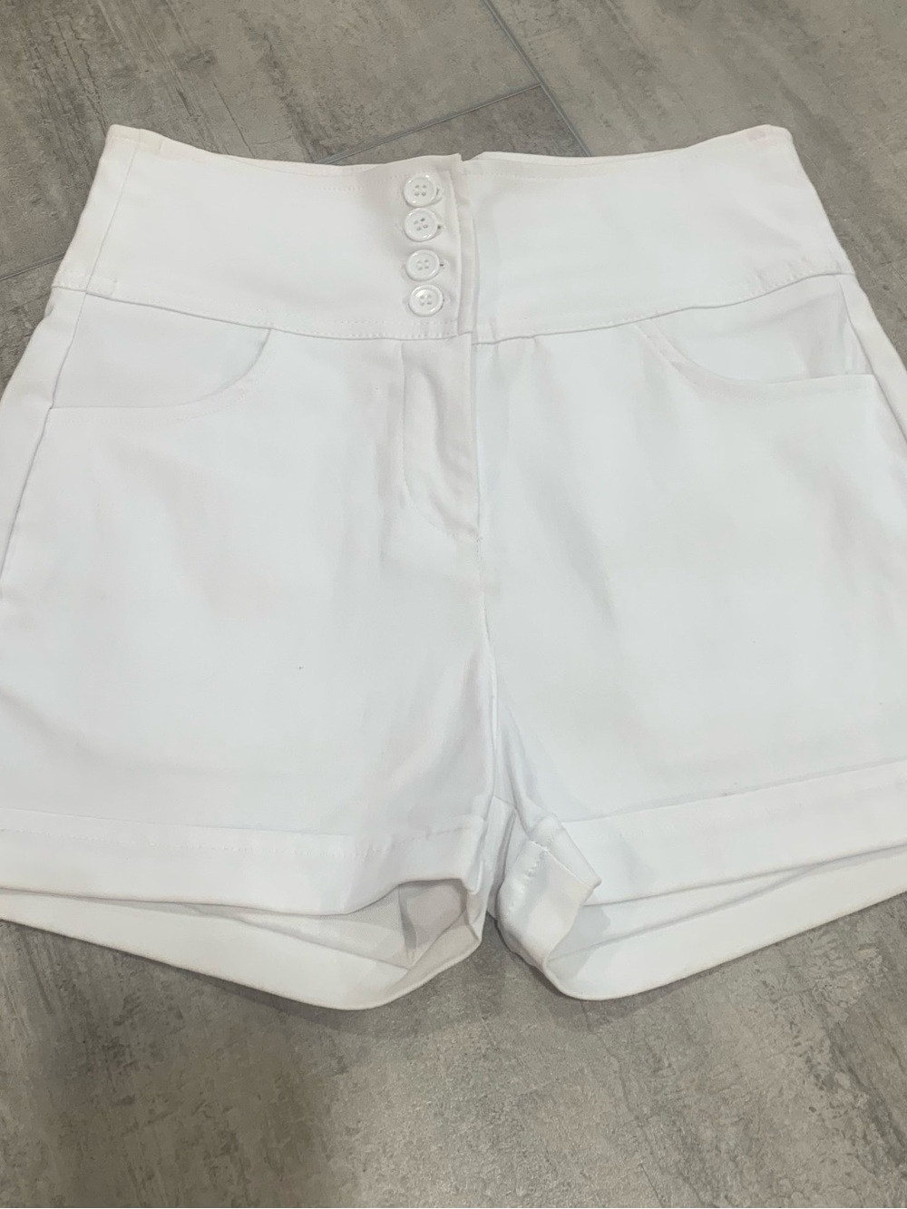 Chocolate High-Waist White Button-Front Women's Shorts